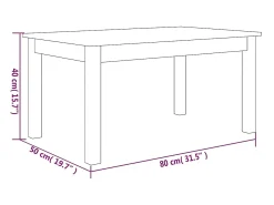 Mesa de centro de madera maciza de pino blanco 80x50x40 cm