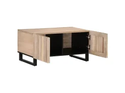 Mesa de centro de madera maciza de mango blanca 80x51x40 cm