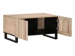 Mesa de centro de madera maciza de mango blanca 80x51x40 cm