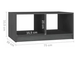 Mesa de centro de madera maciza de pino gris 75x50x33,5 cm