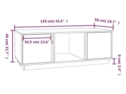 Mesa de centro de madera maciza de pino 110x50x40 cm