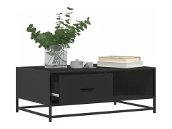 Mesa de centro de madera ingeniería y metal negro 90x57x35 cm