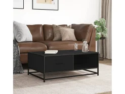 Mesa de centro de madera ingeniería y metal negro 90x57x35 cm