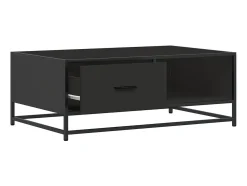 Mesa de centro de madera ingeniería y metal negro 90x57x35 cm