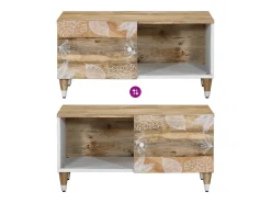 Mesa de centro de madera maciza de mango 80x50x40 cm