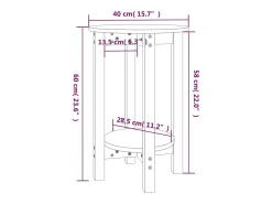 Mesa de centro de madera maciza de pino blanco Ø40x60 cm