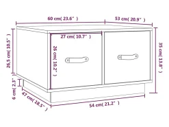 Mesa de centro de madera maciza de pino negro 60x53x35 cm