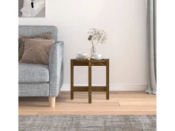 Mesa de centro de madera maciza de pino marrón miel Ø42,5x45 cm ES28882