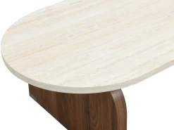 Mesa de centro de MDF - Efecto travertino y natural oscuro - ELRADA