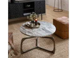 Mesa de centro de mármol Valou con almacenamiento, diseño contemporáneo y elegancia sutil