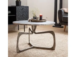 Mesa de centro de mármol Valou con almacenamiento, diseño contemporáneo y elegancia sutil