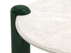Mesa de centro de mármol y MDF - Blanco y verde - NARODI