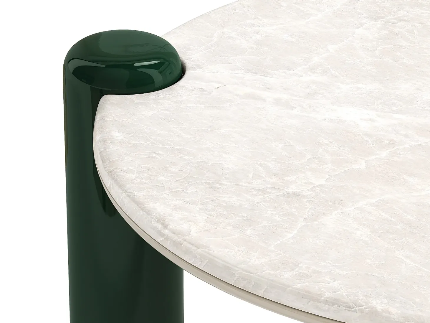 Mesa de centro de mármol y MDF - Blanco y verde - NARODI