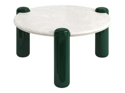 Mesa de centro de mármol y MDF - Blanco y verde - NARODI