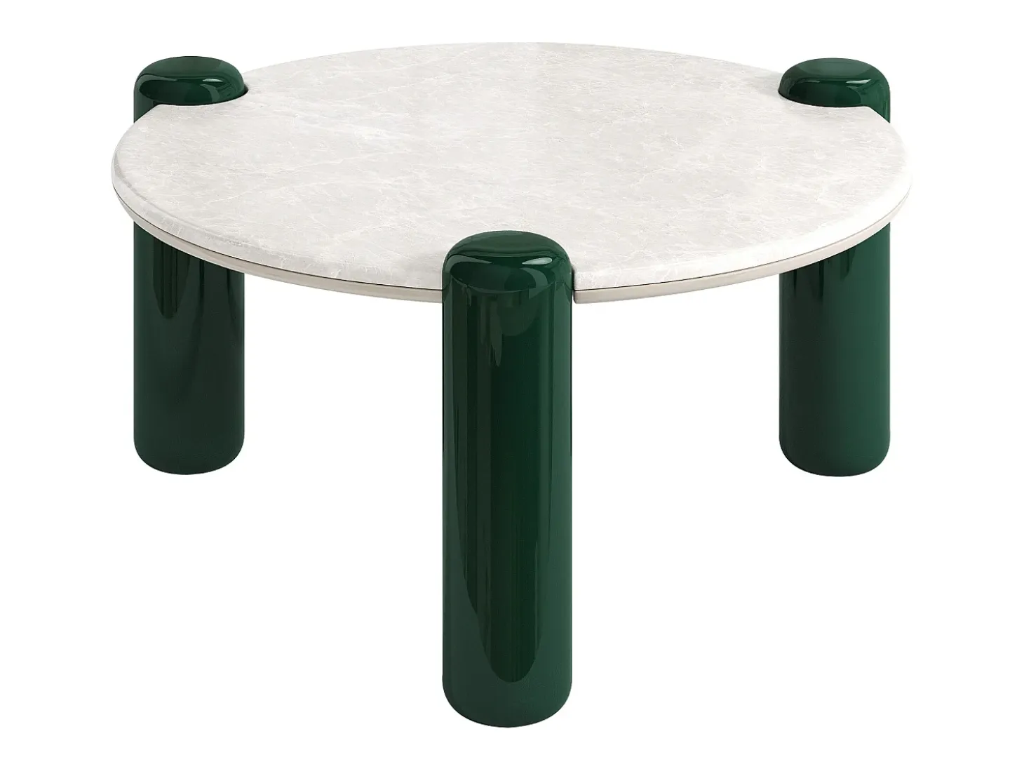 Mesa de centro de mármol y MDF - Blanco y verde - NARODI
