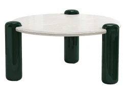 Mesa de centro de mármol y MDF - Blanco y verde - NARODI