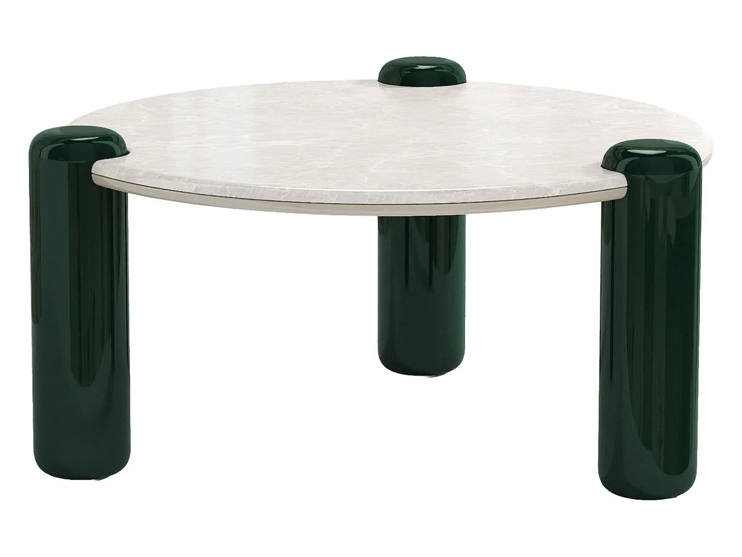 Mesa de centro de mármol y MDF - Blanco y verde - NARODI