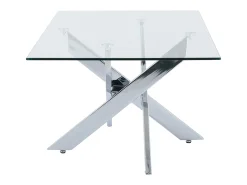 Mesa de centro de vidrio templado y metal cromado - Transparente - COSIMA