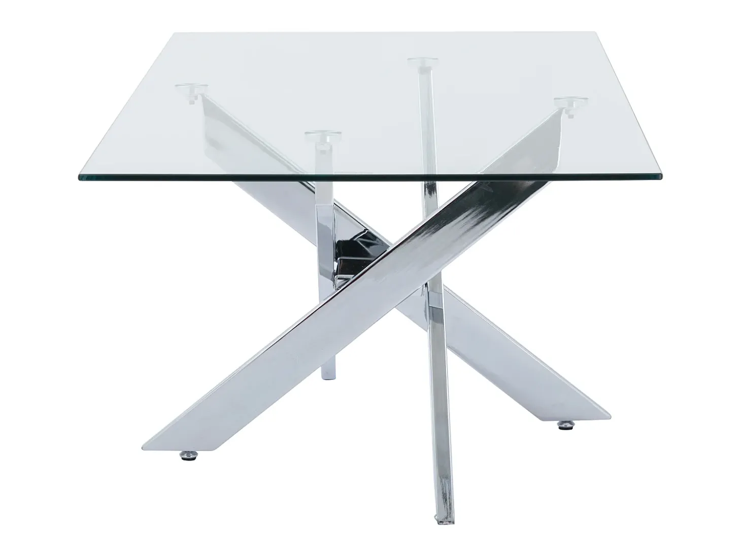 Mesa de centro de vidrio templado y metal cromado - Transparente - COSIMA