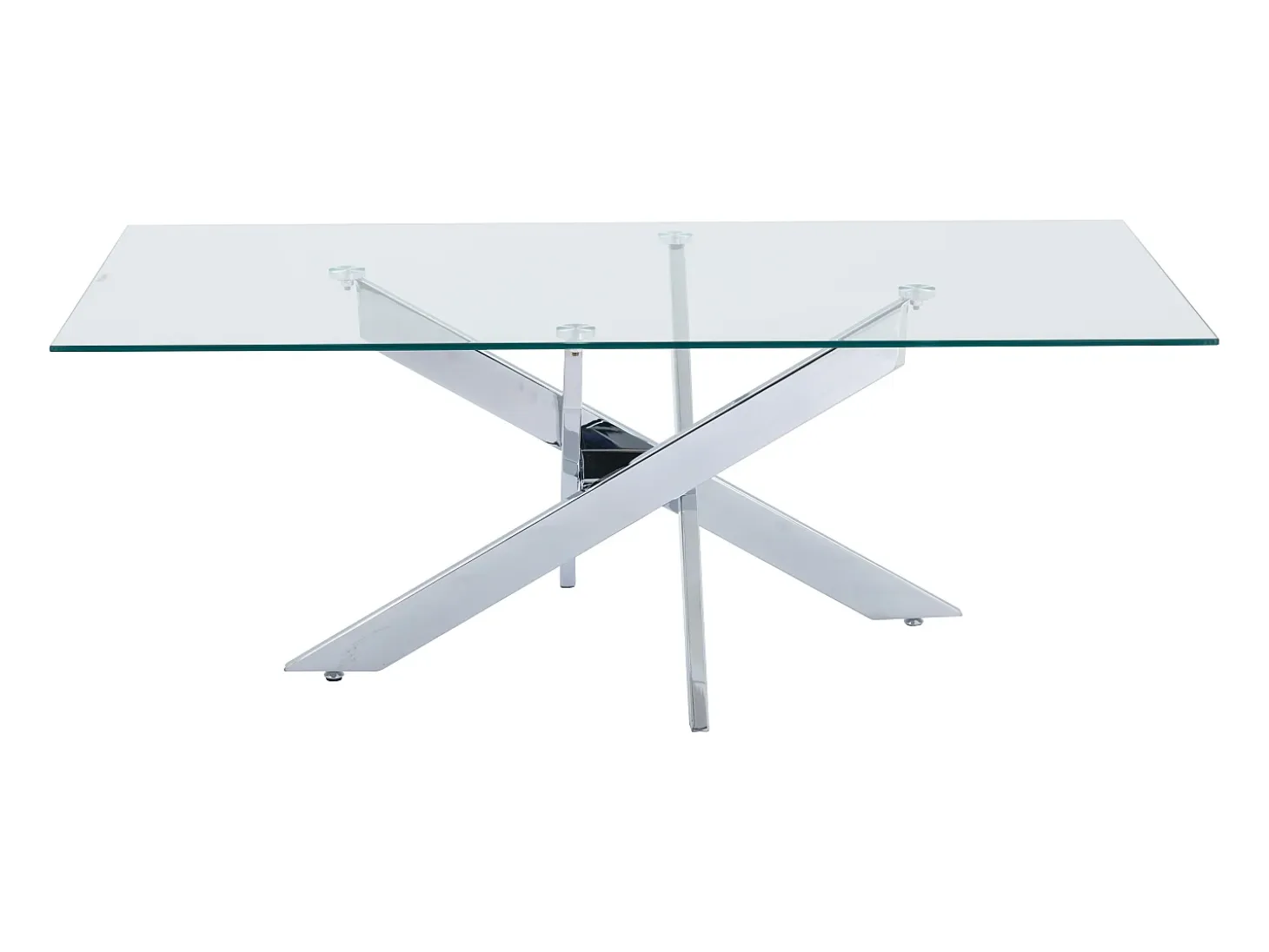 Mesa de centro de vidrio templado y metal cromado - Transparente - COSIMA