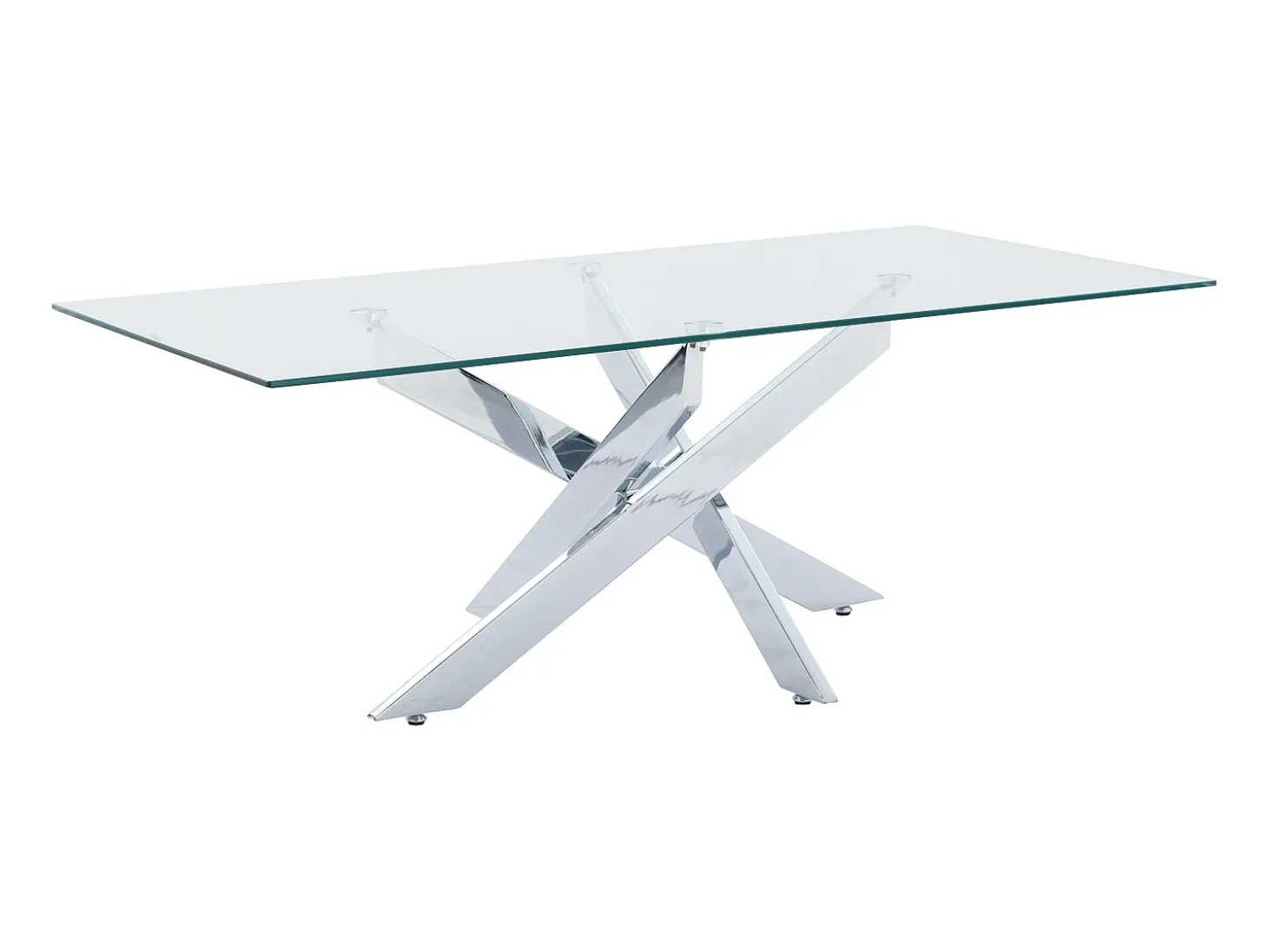 Mesa de centro de vidrio templado y metal cromado - Transparente - COSIMA