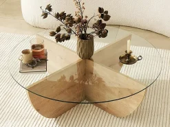 Mesa de centro de vidrio templado AYSUN - Natural, transparente y transparente