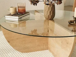 Mesa de centro de vidrio templado AYSUN - Natural, transparente y transparente