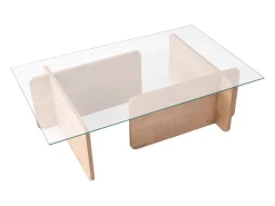 Mesa de centro de vidrio templado - Natural claro y Transparente - AZRA
