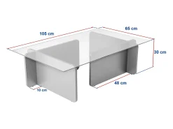 Mesa de centro de vidrio templado - Natural claro y Transparente - AZRA