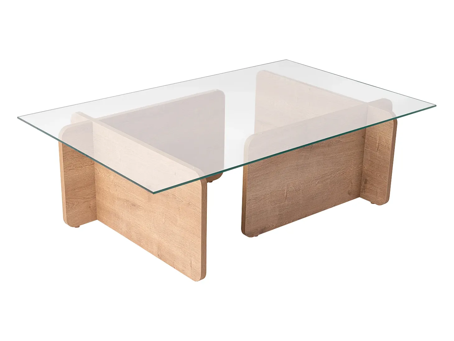 Mesa de centro de vidrio templado - Natural claro y Transparente - AZRA