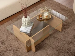 Mesa de centro de vidrio templado - Natural claro y Transparente - AZRA