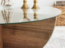 Mesa de centro de vidrio templado AYSUN - Natural oscuro y transparente