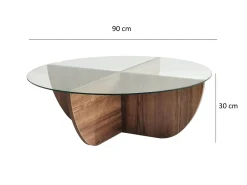 Mesa de centro de vidrio templado AYSUN - Natural oscuro y transparente