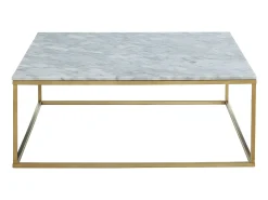 Mesa de centro design - Mármol y metal - Blanco y Dorado - ARETHA