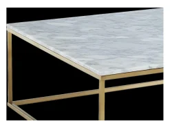 Mesa de centro design - Mármol y metal - Blanco y Dorado - ARETHA