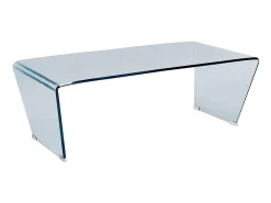Mesa de centro design de cristal templado curvado SUZANA
