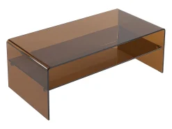 Mesa de centro doble nivel en cristal templado - Marrón - STILEOS