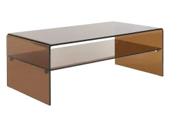 Mesa de centro doble nivel en cristal templado - Marrón - STILEOS