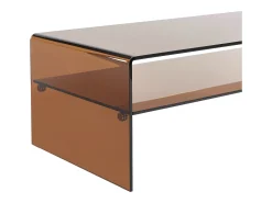 Mesa de centro doble nivel en cristal templado - Marrón - STILEOS