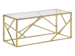 Mesa de centro dorada acero inoxidable y vidrio templado