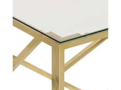 Mesa de centro dorada acero inoxidable y vidrio templado