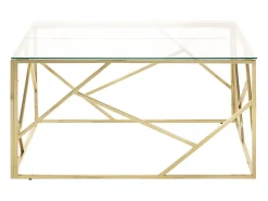 Mesa de centro dorada acero inoxidable y vidrio templado