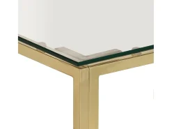 Mesa de centro dorada acero inoxidable y vidrio templado