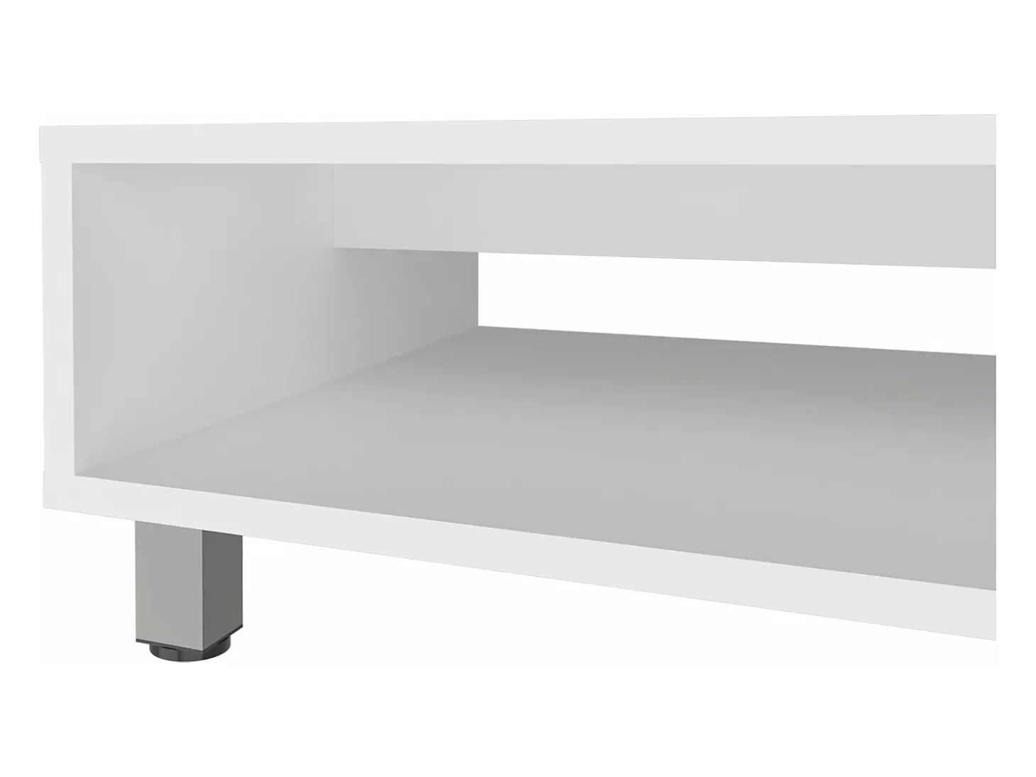 Mesa de Centro Eclipse en melamina con estantes inferior y 4 patas , blanco , 26.9 cm X 60 cm X 60 cm