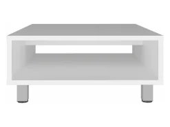 Mesa de Centro Eclipse en melamina con estantes inferior y 4 patas , blanco , 26.9 cm X 60 cm X 60 cm