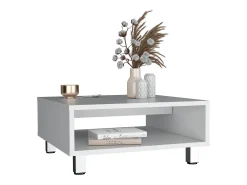 Mesa de Centro Eclipse en melamina con estantes inferior y 4 patas , blanco , 26.9 cm X 60 cm X 60 cm