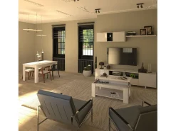 Mesa de centro elevable con almacenaje en blanco mate 120x43-54 cm Lya Blanco Artik (Blanco Mate)