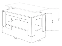 Mesa de centro elevable con almacenaje en blanco mate 120x43-54 cm Lya Blanco Artik (Blanco Mate)