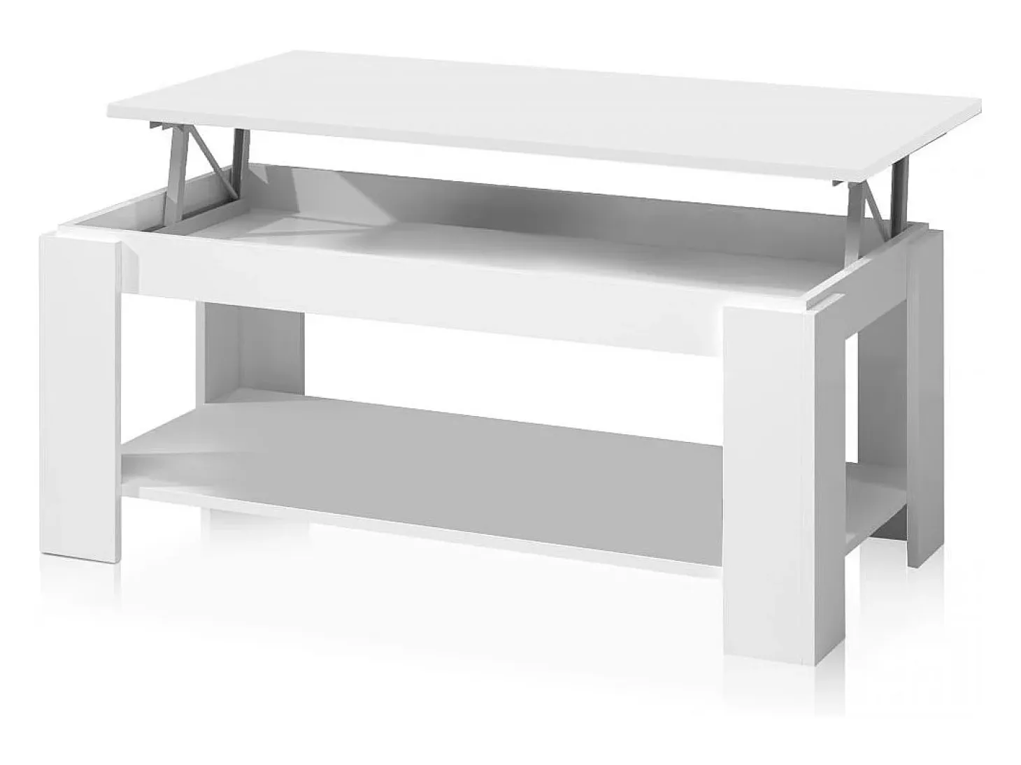 Mesa de centro elevable con almacenaje en blanco mate 120x43-54 cm Lya Blanco Artik (Blanco Mate)