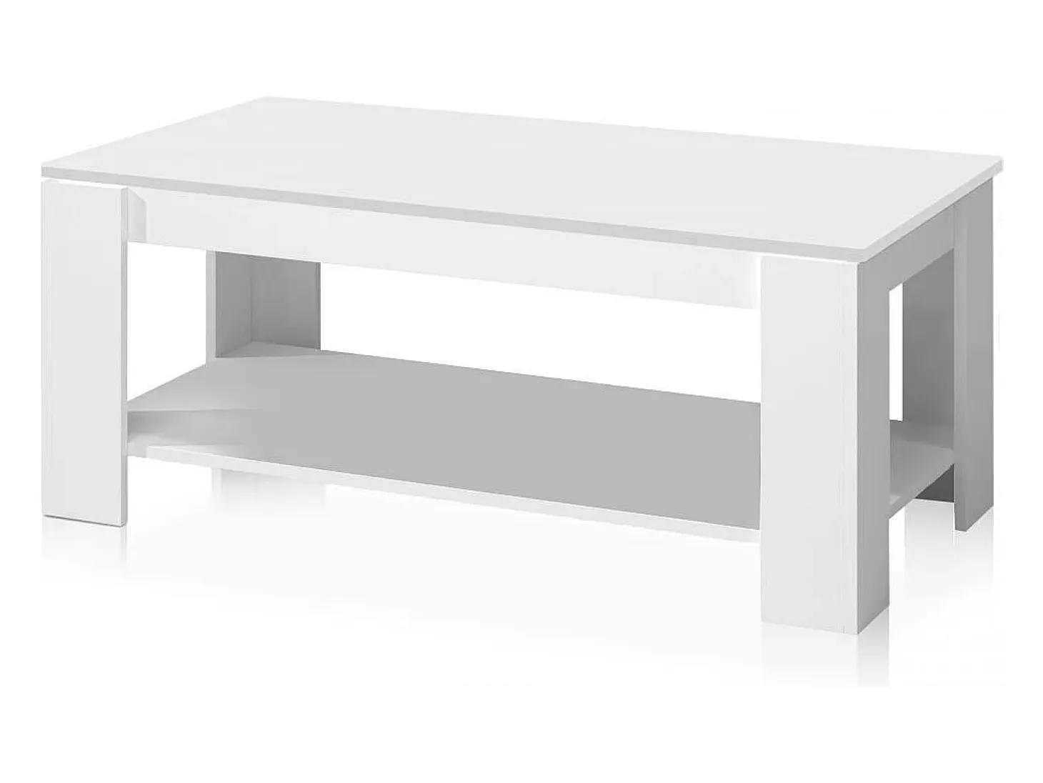 Mesa de centro elevable con almacenaje en blanco mate 120x43-54 cm Lya Blanco Artik (Blanco Mate)
